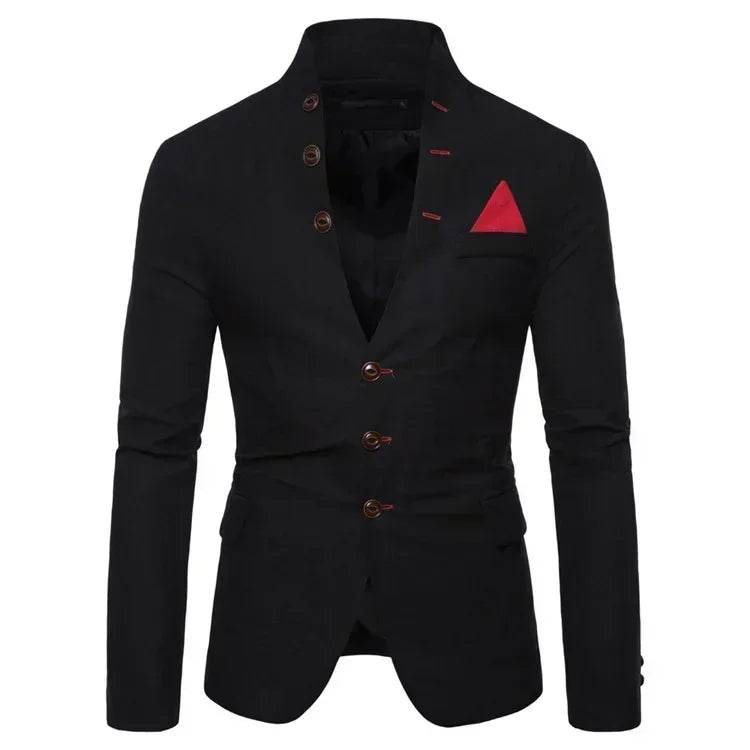 Men's Slim Fit Blazer - Casual Multi-Button Stand-Up Collar Jacket - Buy Center US