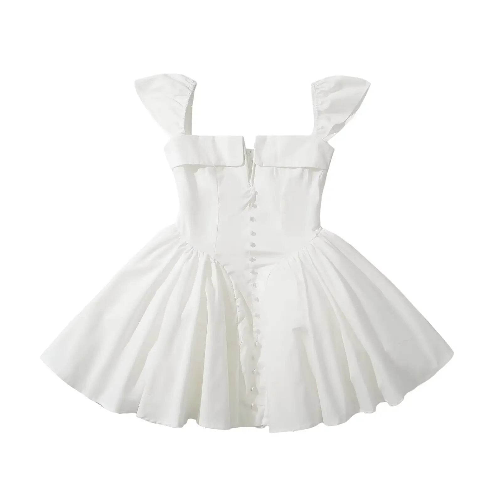 YENKYE White Mini Dress - Women’s Fit and Flare Summer Party Style - Buy Center US