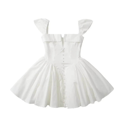 YENKYE White Mini Dress - Women’s Fit and Flare Summer Party Style - Buy Center US