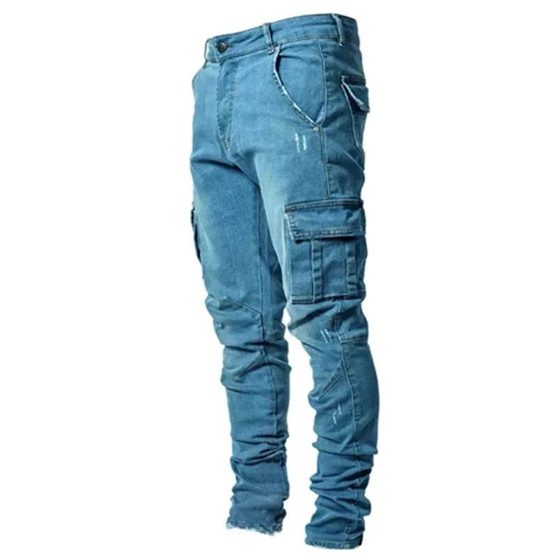 Men's Black Stretch Cargo Jeans - Big Pockets, Casual Comfort - Buy Center US
