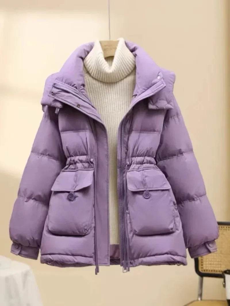 Women's Puffer Jacket - Warm Korean Style, White Duck Down Coat - Buy Center US
