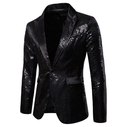 Shiny Shawl Collar Sequins Blazer Jacket for Men – Perfect for Night Clubs - Buy Center US