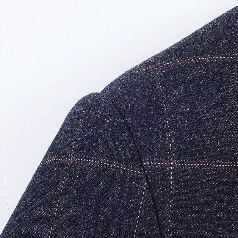 Men's Slim Fit Plaid Blazer - Casual Spring Autumn Fashion Coat - Buy Center US