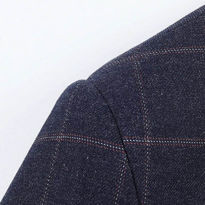 Men's Slim Fit Plaid Blazer - Casual Spring Autumn Fashion Coat - Buy Center US
