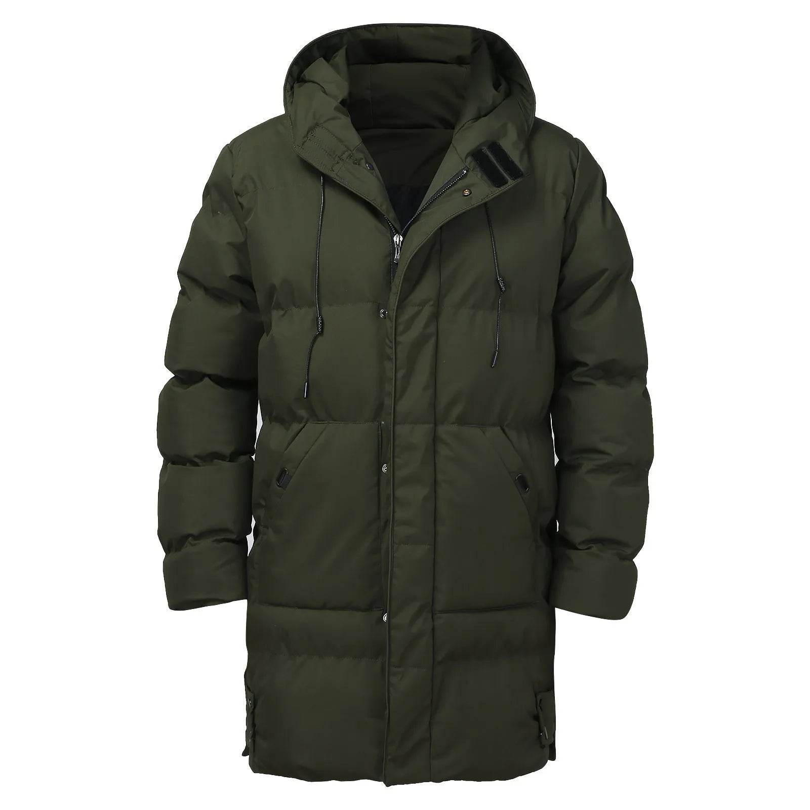 Men’s Oversized Cotton Puffer Parka - Warm Winter Jacket with Hood - Buy Center US