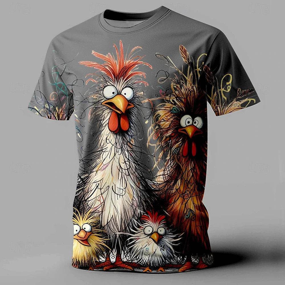 Funny Men's Oversized T-Shirt with Animal Chicken Print - Casual Summer Tee - Buy Center US