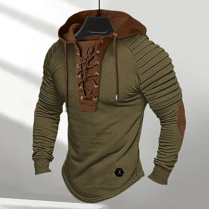 Men’s Spring Fall Colorblock Hoodie - Casual Long Sleeve Pullover Top - Buy Center US