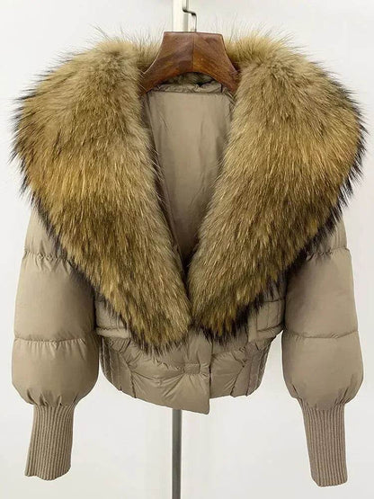 Elegant Casual Women’s Raccoon Fur Collar Coat - Winter Jacket 2024 - Buy Center US