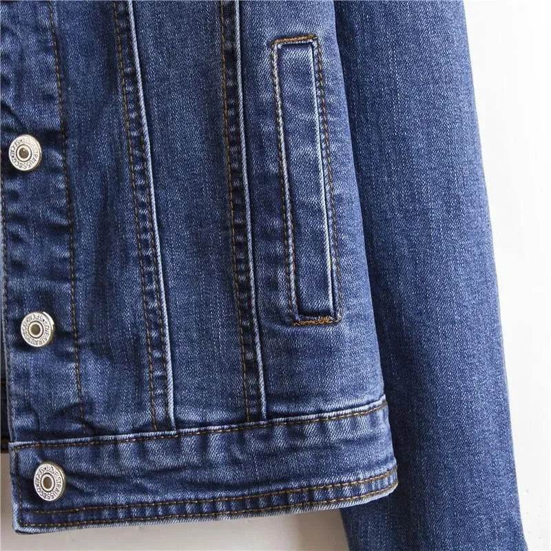 Women's Casual Denim Jacket - Long Sleeve, Single Breasted Design - Buy Center US