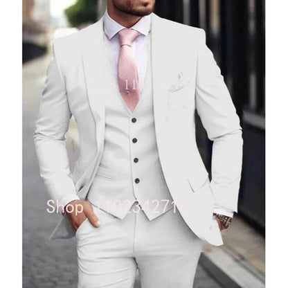 Luxury Pink Men’s Tuxedo Suit 3 Piece - Slim Fit Jacket, Pants & Vest - Buy Center US