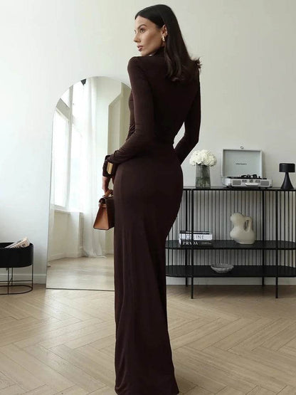 Mozision Turtleneck Maxi Dress - Sexy Thigh High Split Fashion - Buy Center US