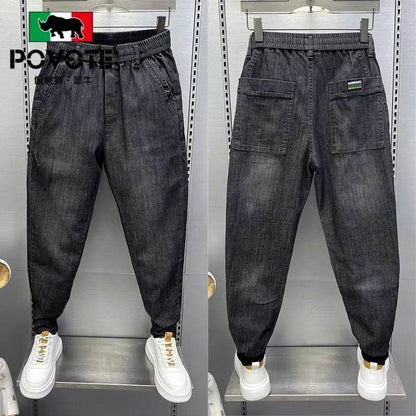Trendy Men's Casual Jeans - Drawstring, Baggy Denim Trousers - Buy Center US