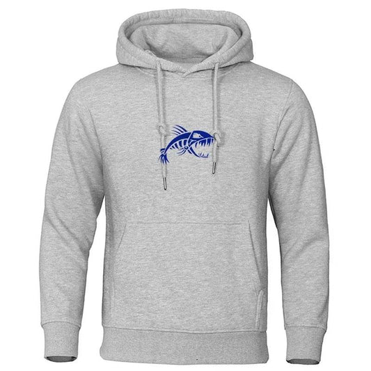 Fashion Fish Fossils Printed Hoodie - Casual Street Pullover for Couples - Buy Center US