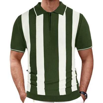 DOUYIFGGG Men's Luxury Knitted Polo Shirt - Casual Zipper Lapel Style - Buy Center US
