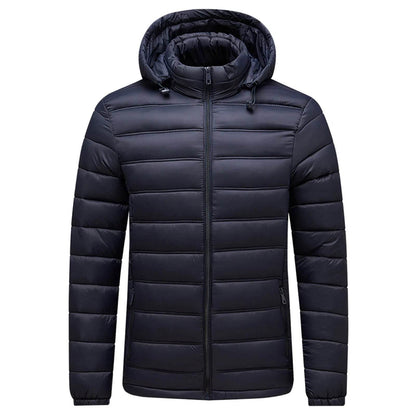 Men's Thick Cotton Padded Jacket with Hood - Detachable Zipper for Winter - Buy Center US
