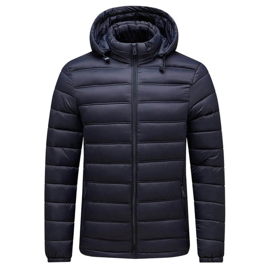 Men's Thick Cotton Padded Jacket with Hood - Detachable Zipper for Winter - Buy Center US