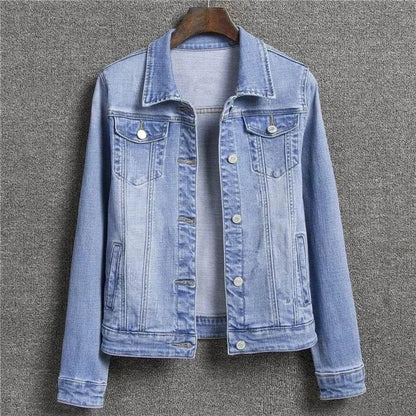 Women's Casual Denim Jacket - Long Sleeve, Single Breasted Design - Buy Center US