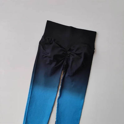 Women's High Waist Gradient Yoga Pants - Elastic Fit & Ankle-Length - Buy Center US