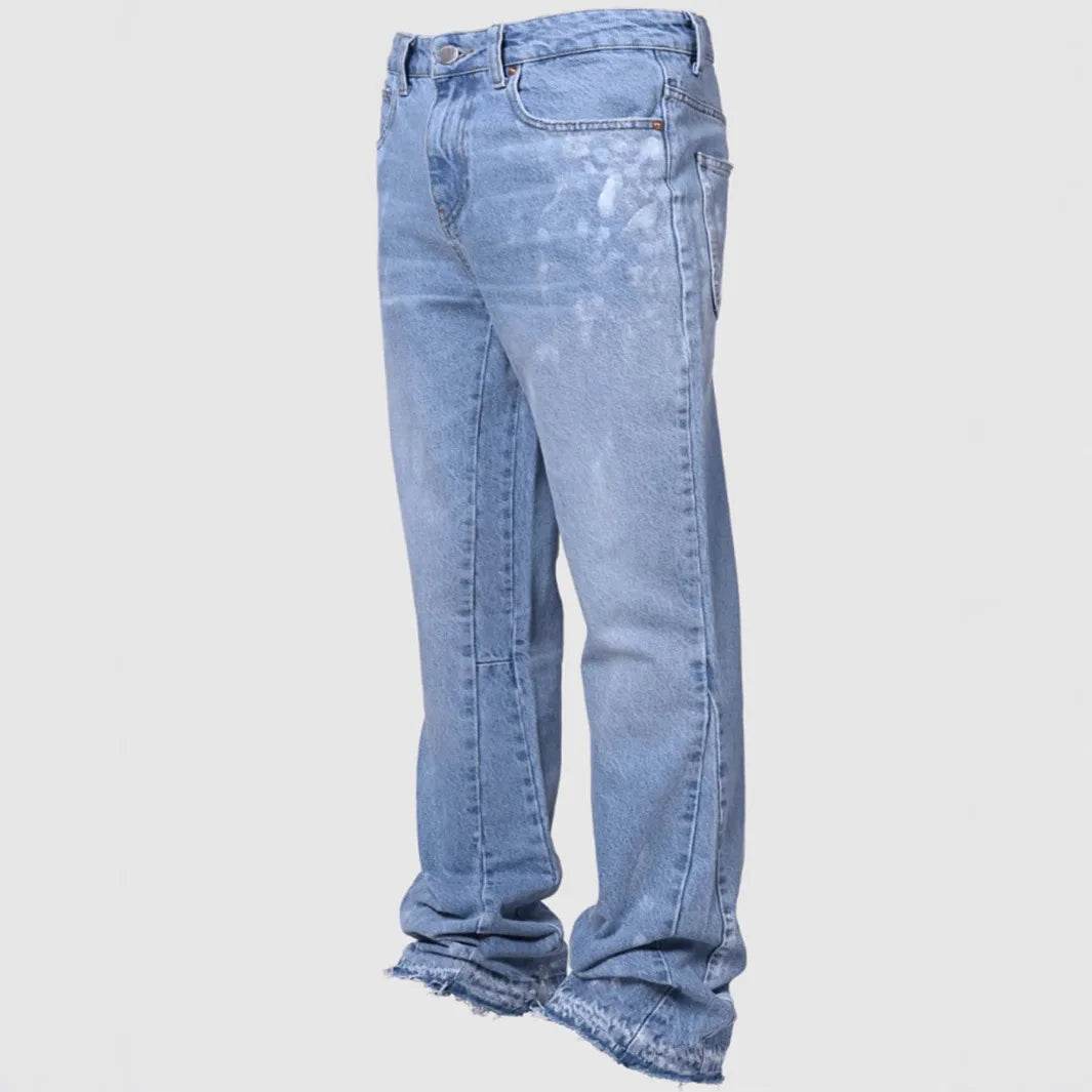Wulend Men's Vintage Straight Jeans - Mid Waist Distressed Denim Pants - Buy Center US