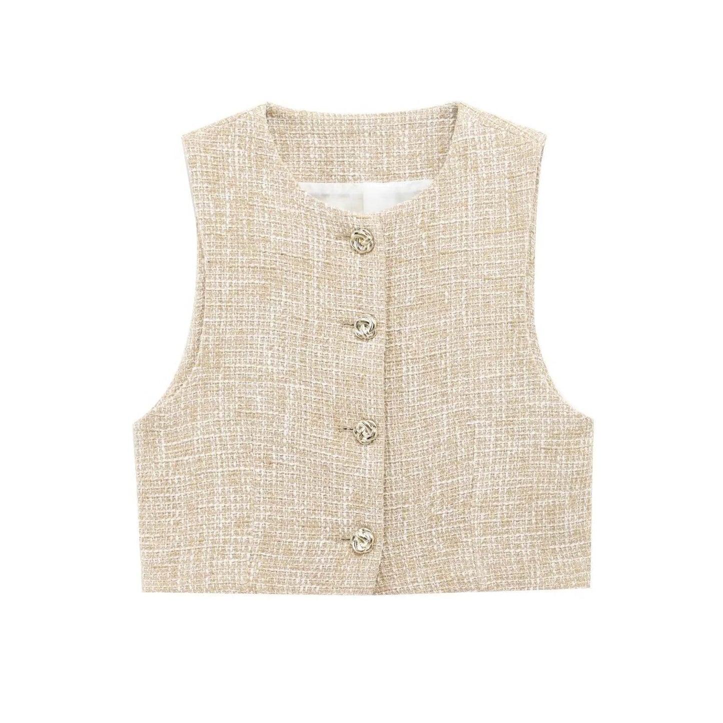 ZBZA Women's Textured Check Vest & Shorts Set - Chic Summer Look - Buy Center US