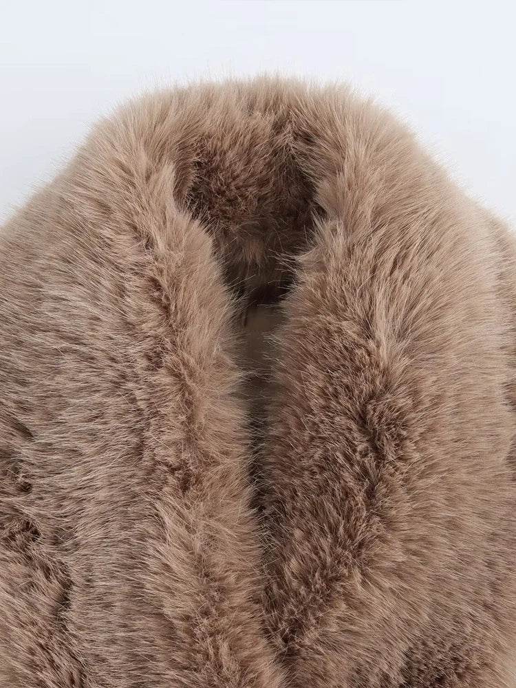 Women's Faux Fur Collar Coat - Autumn Winter Fashion by RainbowDay - Buy Center US