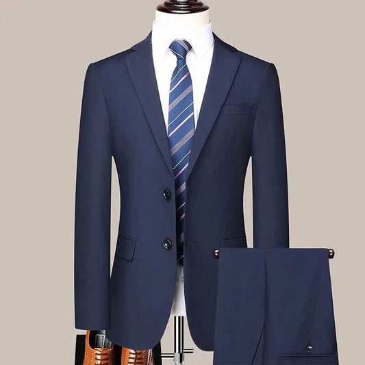 Korean Slim-Fit Men's Two-Piece Suit Set - Stylish Business Formal Attire - Buy Center US