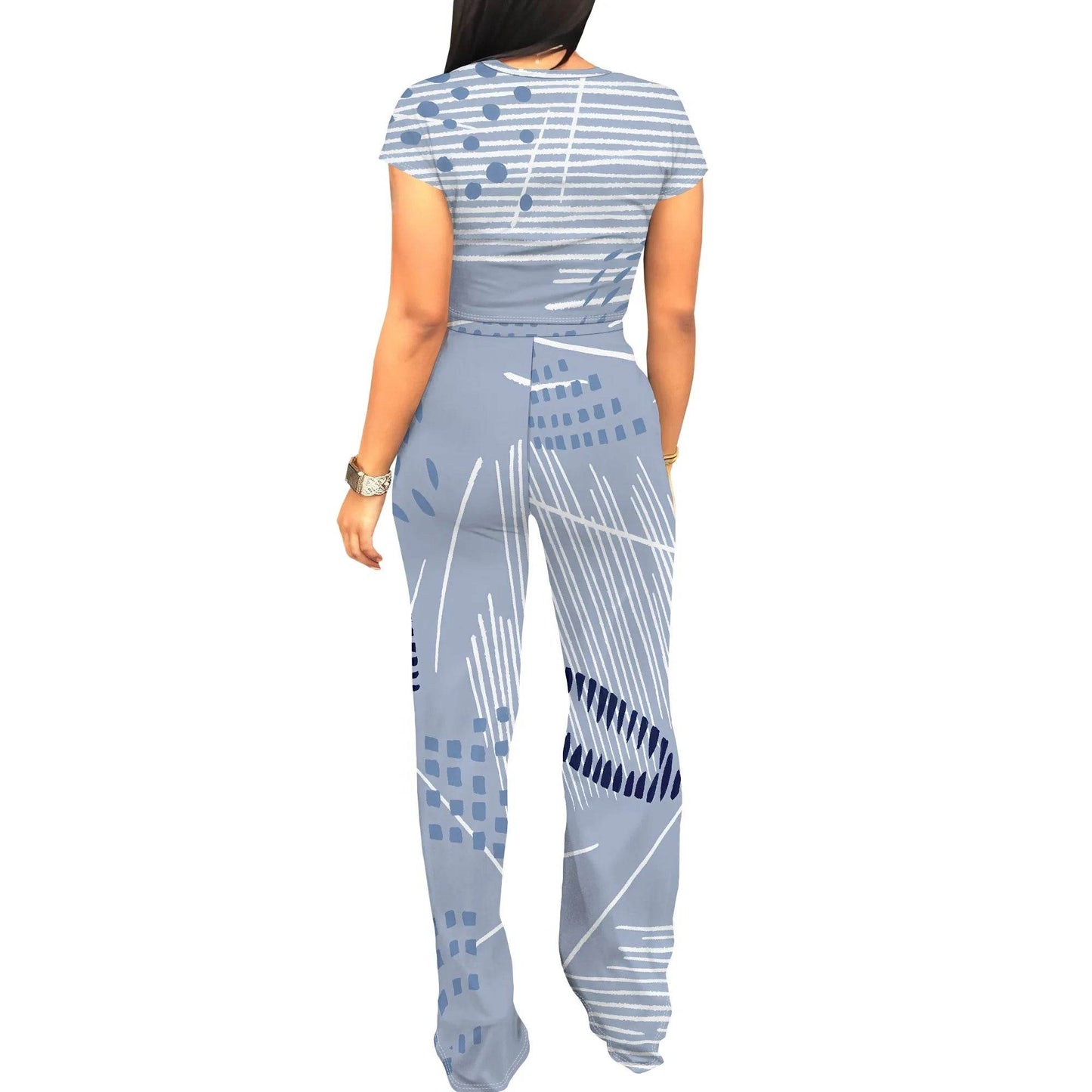 Women's Summer Two-Piece Outfit - Crop Top & Wide Leg Pants Set - Buy Center US