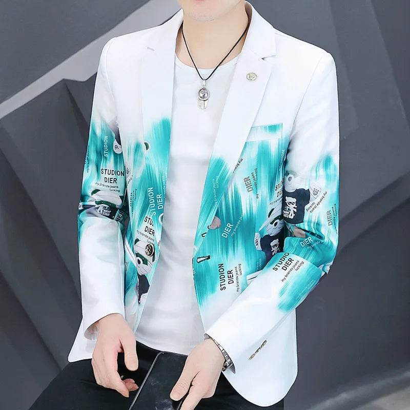 Men's Slim Fit Printed Blazer - Stylish Business Casual Jacket M-3XL - Buy Center US