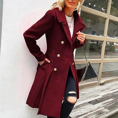 RVHS Women's Woolen Trench Coat - Double Breasted, Warm Streetwear - Buy Center US