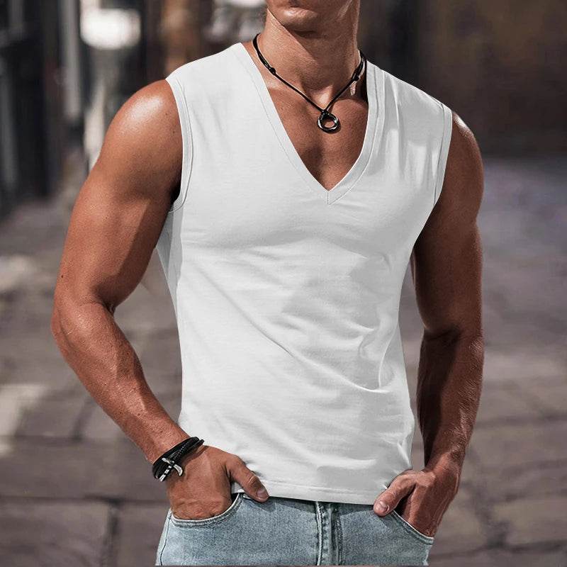 Men's Summer V-Neck Casual Tank Top - Breathable Sports Vest - Buy Center US