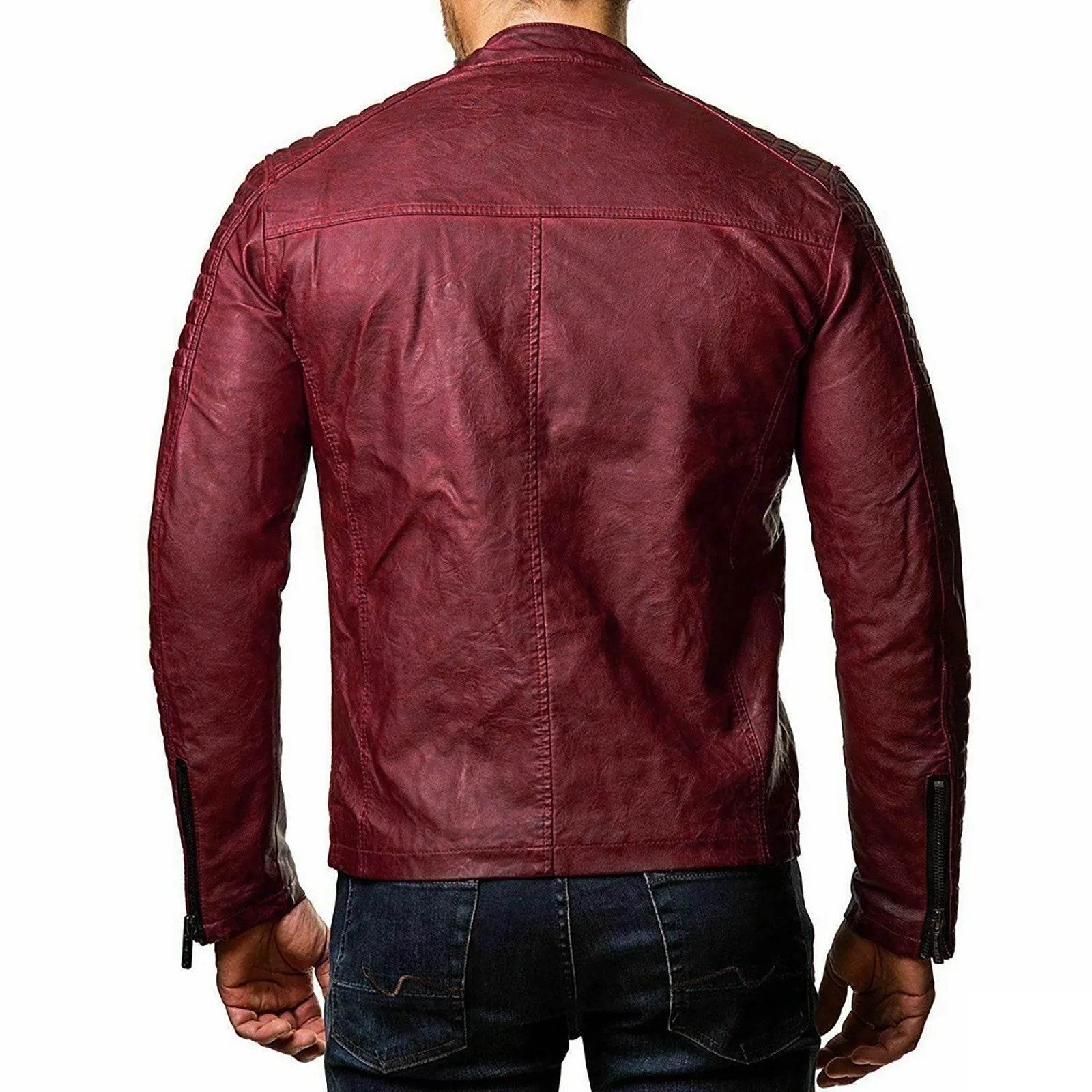 Men's Motorcycle Leather Jacket - Windproof, Rainproof, Casual Style - Buy Center US