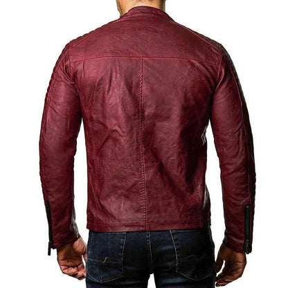 Men's Motorcycle Leather Jacket - Windproof, Rainproof, Casual Style - Buy Center US