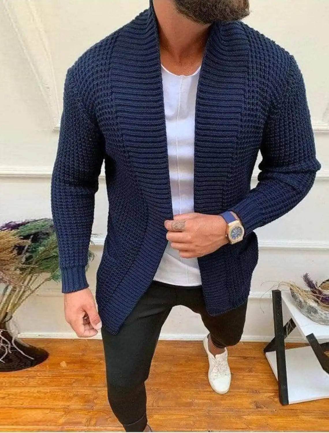 DOIYTTS Men's Casual Long Sleeve Knitted Sweater - Spring Outerwear - Buy Center US
