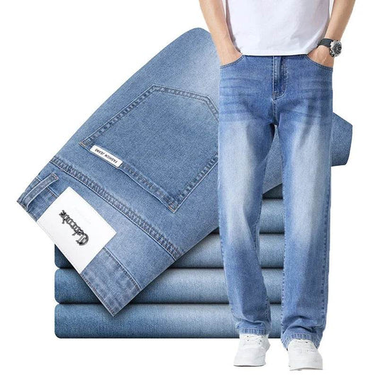 Men's Summer Jeans - Casual Straight Trousers, Lightweight & Breathable - Buy Center US
