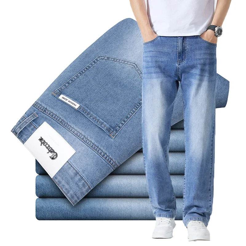 Men's Summer Jeans - Casual Straight Trousers, Lightweight & Breathable - Buy Center US