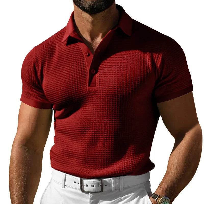Men's Breathable Summer Polo T-Shirt - Classic Solid Color Top - Buy Center US