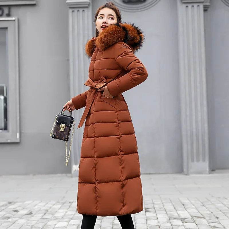 YEMOCILE Women's Slim Fit Long Down Jacket - Thick Fur Collar Coat - Buy Center US