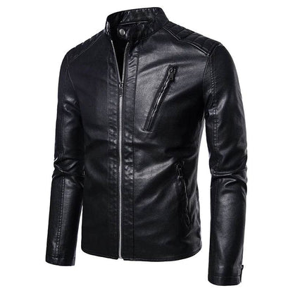 TRAF Men's Spring & Autumn Leather Jacket - Slim Fit Casual Coat - Buy Center US