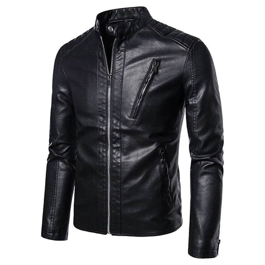 TRAF Men's Spring & Autumn Leather Jacket - Slim Fit Casual Coat - Buy Center US