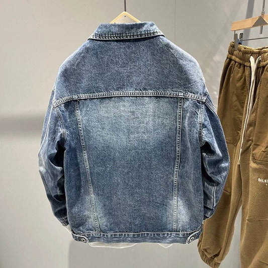 SELAITAILYE Men's Blue Denim Jacket - Casual Lapel Collar for Spring & Autumn - Buy Center US