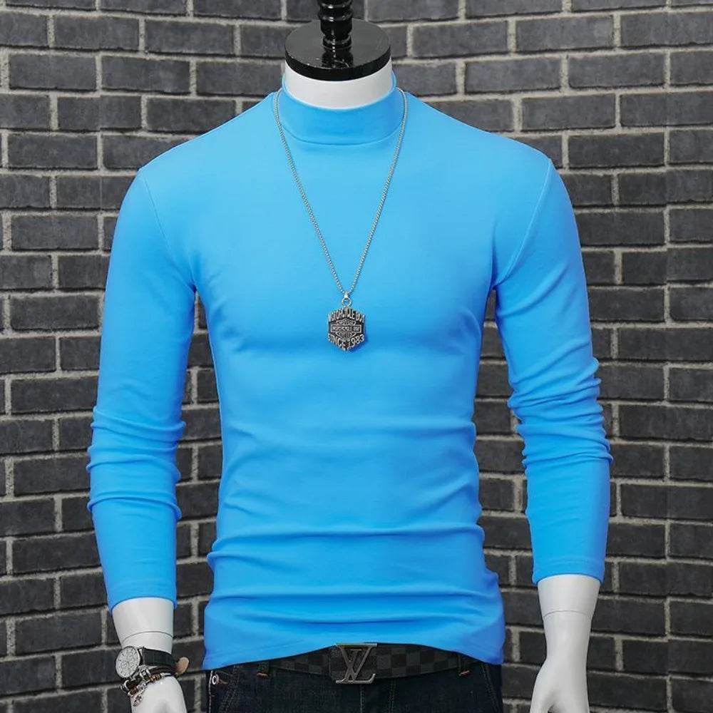 Men's Casual Turtleneck T-Shirt - Autumn Winter Slim Fit Long Sleeve - Buy Center US