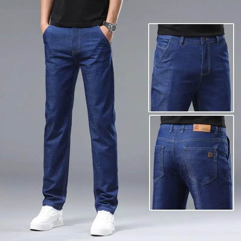 Stylish Light Blue Slim Men's Jeans - Casual Stretch Denim Trousers - Buy Center US