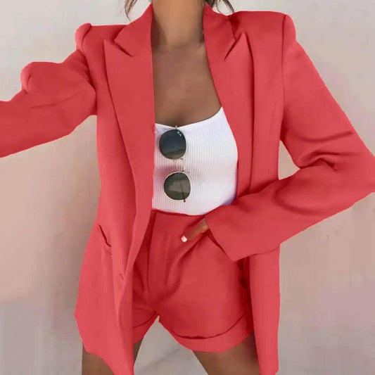 SANWOOD Women's Summer Jacket Shorts Suit - Office Casual Outfit - Buy Center US