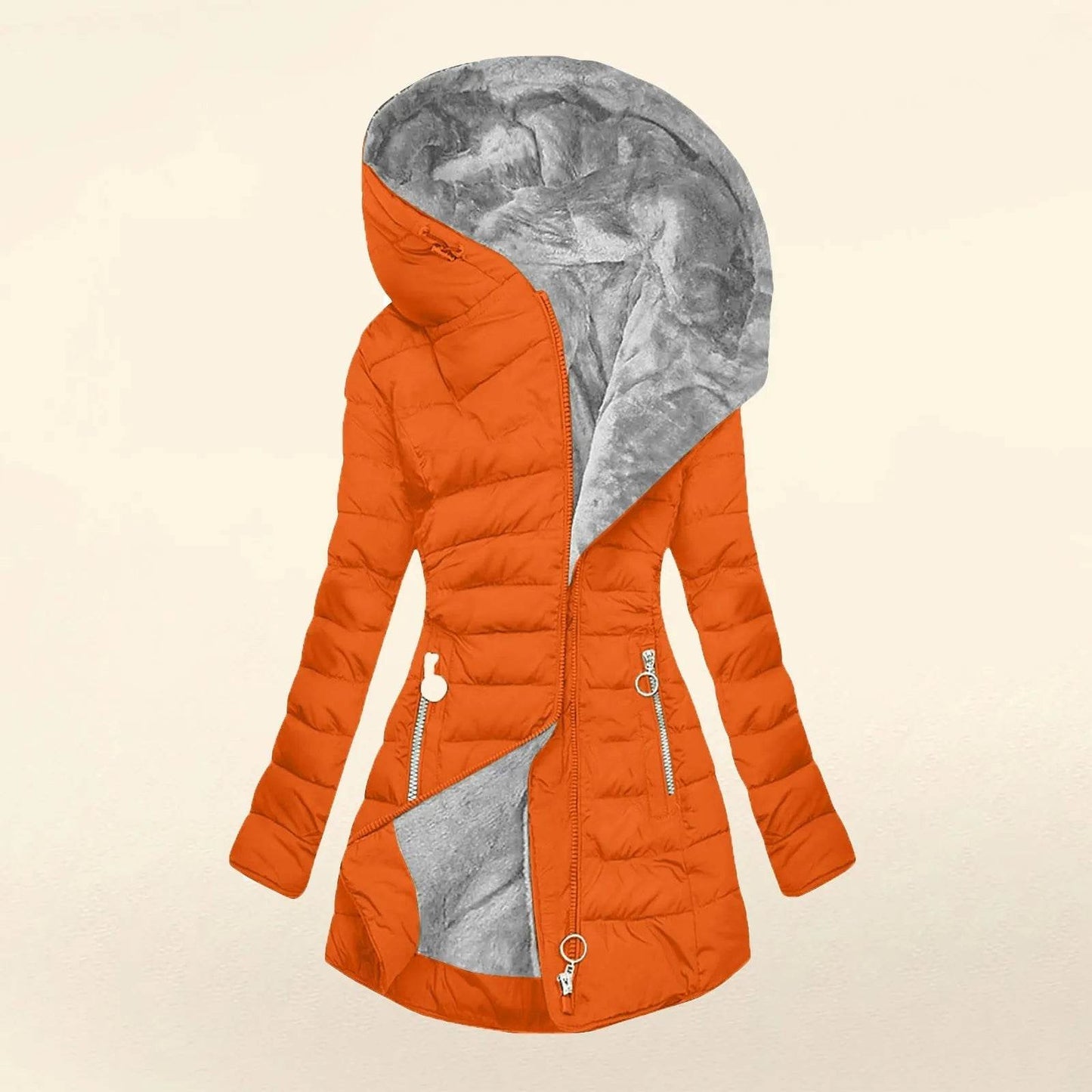 Women's Fleece Lined Hooded Jacket - Warm Plush Overcoat for Winter - Buy Center US