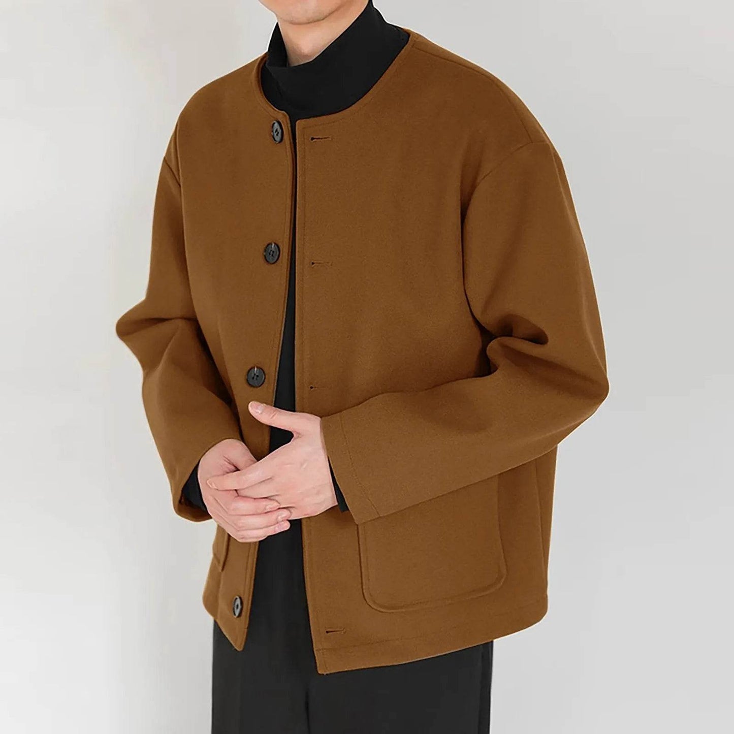 Men’s Winter 2025 Casual Jacket - Stand Collar, Detachable Hood, Checked Design - Buy Center US