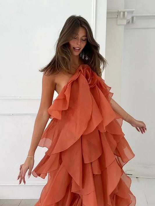 LLYGE Women's Beach Layer Ruffles Maxi Dress - Backless & Slim Fit - Buy Center US