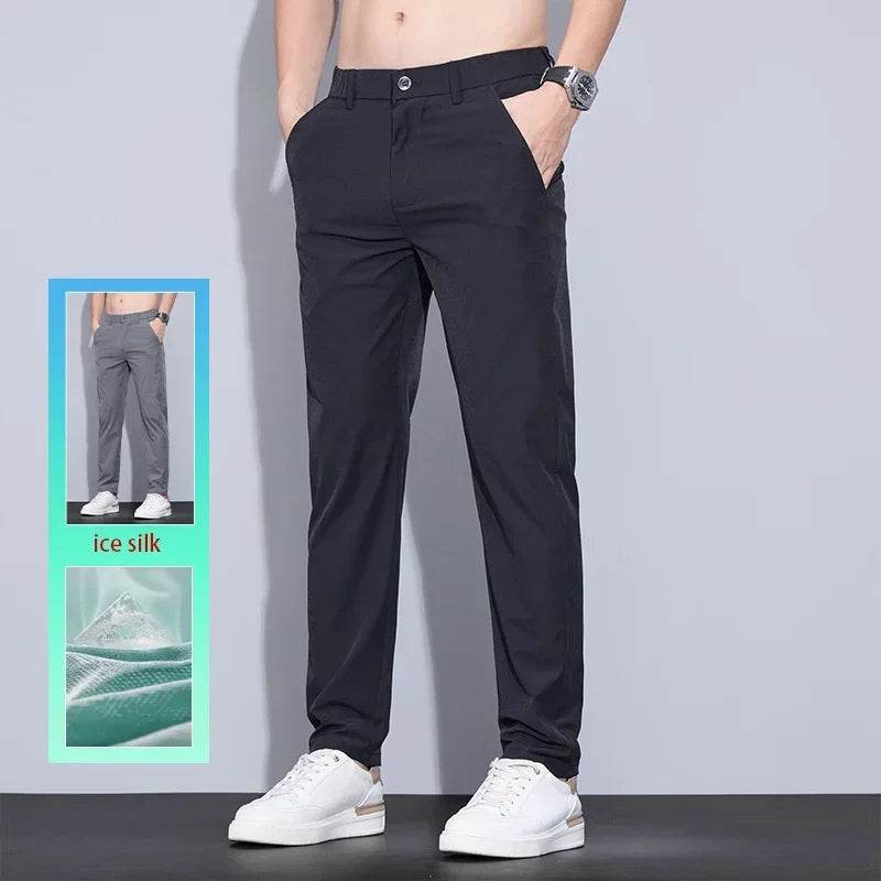 KUBRO Men's Ice Silk Trousers - Breathable, Lightweight Casual Pants - Buy Center US