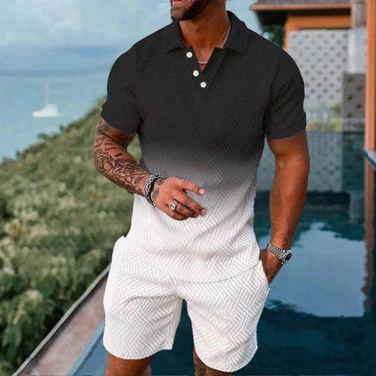 Vibrant 3D Printed Summer Men’s Polo Shirt & Shorts Set - Casual Fashion - Buy Center US