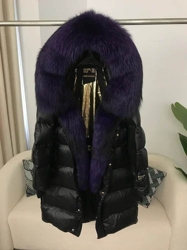2023 Women’s Thick Winter Jacket - Real Fox Fur Collar, Hooded Design - Buy Center US