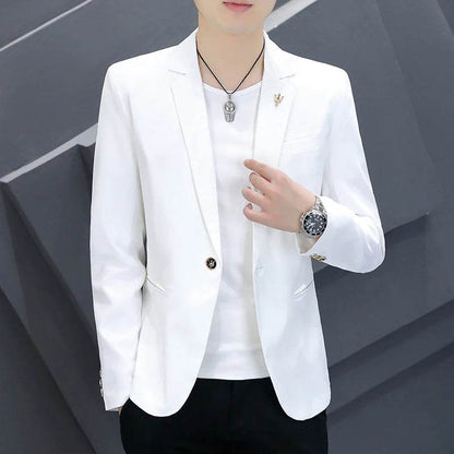 Trendy Men's Korean Slim Fit Pink Suit - Casual Coat for Spring & Autumn - Buy Center US